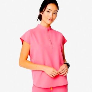 FIGS Neon Pink Rafaela scrub top